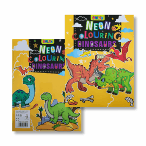 neon colouring — dinosaurs a4 (16 pages, pages noires)
