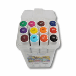 set 12 marqueurs double‑pointe kalino — mallette plastique