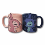 tasse 3d stitch & angel — nez en relief (bleu / rose)