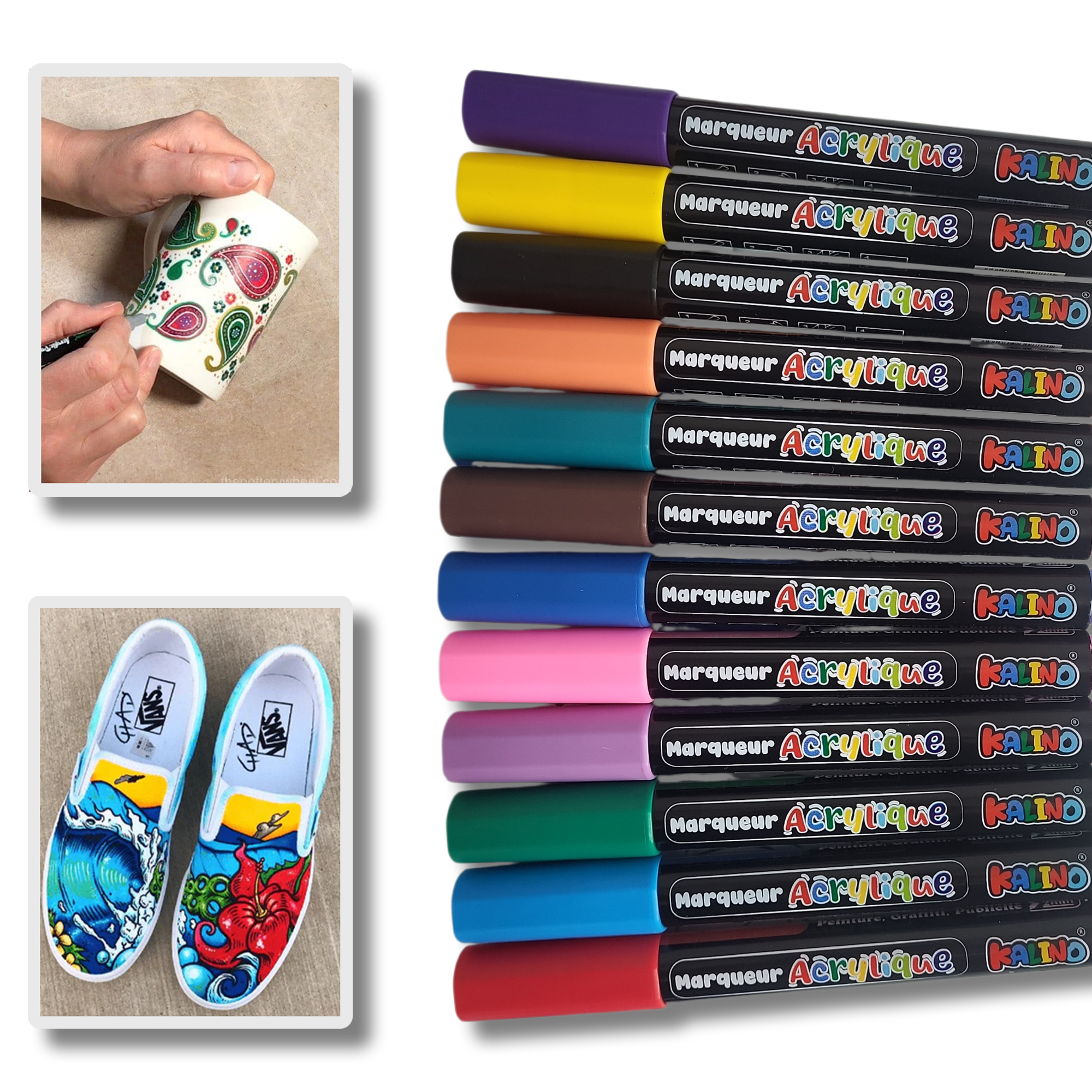 marqueurs acryliques kalino — coffret couleurs vives