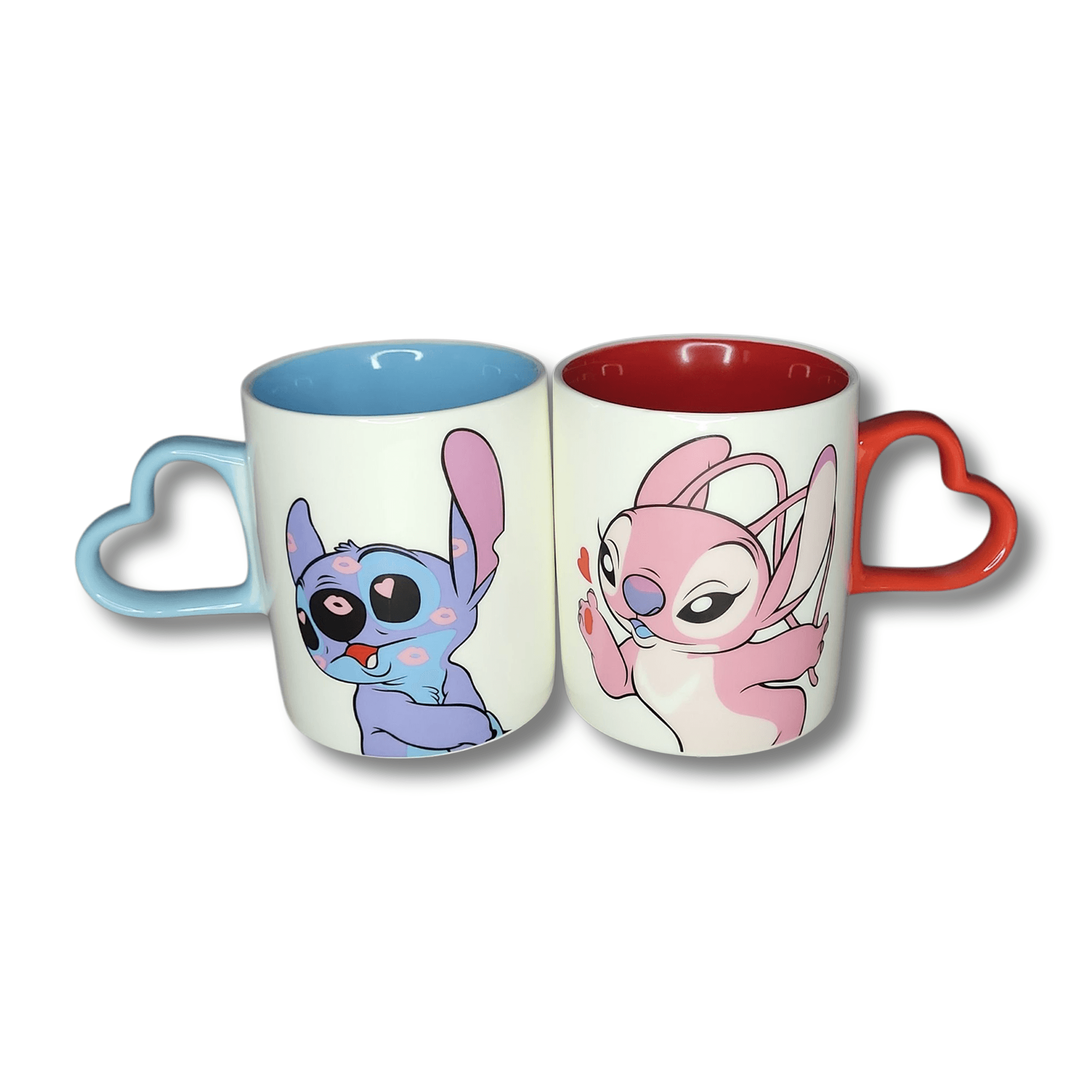 set 2 tasses stitch & angel — anses cœur