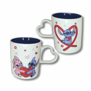 set 2 tasses stitch & angel — anses cœur