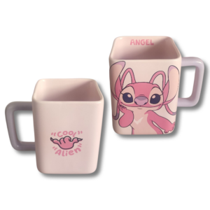 tasse carrée « angel » — intérieur rose & anse lavande